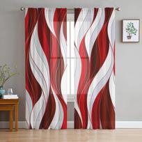 Abstraktus gradientinis spalvotas blokas Raudonos šifono permatomos užuolaidos svetainei namų dekoravimui Langų voile tiulio užuolaidų užuolaidos 135W x 137H(cm)