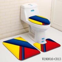 3D Color Block Bathroom Toilet Three-Piece Floor Mat Doormat Bathroom Carpet three-piece set 45 * 75cm gray