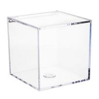 Skaidrios akrilinės dėžutės Maži kvadratiniai kubo konteineriai su dangteliu Plastikinis laikymo organizatorius saldainiams, tabletėms, smulkiems papuošalams 8 cm white
