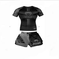 MMA treniruočių kostiumas Bokso apranga Muay Thai šortai Sporto salės kovos apranga Kompresinis viršutinis ir apatinis komplektas XS Recommended Height 145cm