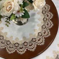 Vintažinė europietiška apvali nėriniuota staltiesė, padėkliukas Diameter 60cm Round