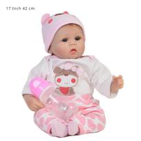 Klasikinės 17/22 colių šaknies moherio reborn Baby Doll Unisex medvilninės kimštos lėlės kūno naujagimio lėlės mielos imitacinės lėlės vaikams atostogų staigmenos dovana 42cm white