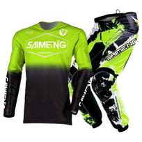 Vaikiški motokroso marškinėliai, kelnės, žali, juodi, 3, 4, 5, 6, 7, 8, 9, 10 metų, visureigių kostiumas, mėlynas, oranžinis, enduro, krosas, berniukas ir mergaitė. XXL-28