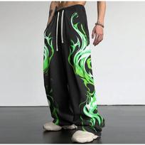 Men's 3D Flame Printed Baggy Casual Trousers,  Elastic Drawstring Waist with Pockets, for Spring Summer Home Outdoor Vacation 6XL white
