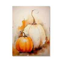 Cute Pumpkins Autumn Leaves Watercolor Canvas Prints Hello Autumn Wall Art Posters for Modern Living Room Halloween Home Deco 50X70CM No Framed