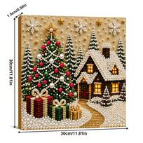 Christmas Pearl Diamond Painting Art Kit With Frame DIY Gemstone Diamond Dots Beads Craft Set Home Wall Decor Handmade Gift 25X25CM
