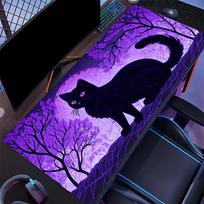 Gothic Black Cat Large Extended Gaming Mouse Pad Non Slip Desk Mat Purple Magical Forest Skull Art Keyboard Mouse Pad For Laptop 800x300x3mm purple