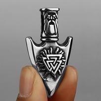 YQ 316L Stainless Steel Nordic Odin Viking Rune Spear Pendant Necklace For Men Punk Jewelry Accessories black