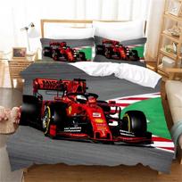 Raudonas lenktyninis automobilis 3D Vaikams Berniukams Patalynės komplektas F1 Žaidimų lenktynininkas Spausdinimas Antklodės užvalkalas 2/3 vnt. Patalynė su pagalvės užvalkalu Viengulei/Dvigulei lovai Patalynės užtiesalas 172x218cm 3pcs