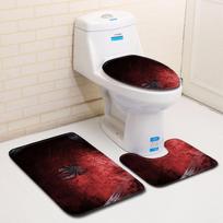 3D Spider Bathroom Toilet Three-Piece Floor Mat Door Mat Bathroom Carpet three-piece set 45 * 75cm gray