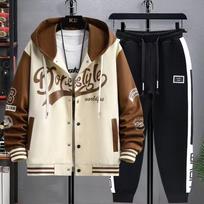 Pavasaris Ruduo Vyriškas gobtuvėlis su sportiniu kostiumu Hoodie kelnės-džogeriai 2 dalių sportinė apranga Vyriški dideli dydžiai Vyriški drabužiai 6XL white