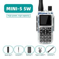 Mini Pocket Bao, Baofeng MINI-5 Walkie-Talkie UV Dual-Segment Full-Segment Bluetooth FM One-Button Frequency Go on Road Trip USB Plug