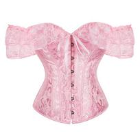 Moterų kiemo korsetas, liemens juosta Bustier suknelė nuotakos korsetas trumpomis rankovėmis Formuojantis Court Lolita Corset Bustier XL pink