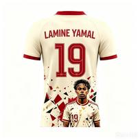 Vasarinis Yamal spaudinio raštas Vaikų apranga Futbolo marškinėliai T-shirt Greitai džiūstantys ir pralaidūs orui Tinka dėvėti lauke L