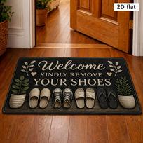 Funny Reminder Welcome Doormat, Non?Slip Entry Floor Mat, Unique Shoe Pattern Decor for Front Door Porch Space 43X75CM