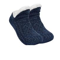 Neslystantys V formos burnos pūkuoti kojinės-šlepetės Mašininio mezgimo namų grindų kojinės Patalpų šiltos kojinės Žieminės Navy Blue-M-26cm(40-43) black