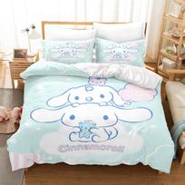 Cinnamoroll antklodės užvalkalas Karalienės dydžio Vaikų patalynės komplektas Komplektas Patalynė Dvigulės lovos komplektai Mielas spausdintas animacinis antklodės užvalkalas 150*200cm 3pcs