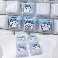 Anime Chiikawa Momonga Clear Keycaps For Mechanical Keyboard Backlit Hachiware Usagi Cute Kawaii Durable Portable Gifts 4pcs gray