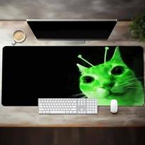 Funny Green Alien Cat Starry Sky Large Desk Mat Antislip Rubber Mousepad For Gaming Room Office Pc Keyboard Workstation Decor 800x300x2mm green