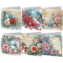 DIY Diamond Christmas Greeting Cards 6 Pack with Envelopes Handmade Rhinestone Art Holiday