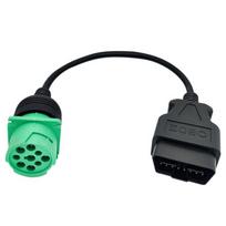 OBD2 to J1939 Green Type 2 Adapter Cable (16 Pin Male to 9 Pin Female Connector) for Heavy Duty Trucks and Commercial Vehicles