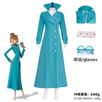 Despicable Me Lucy Cosplay Costume Halloween Role Play Gru Wife Outfit L blue