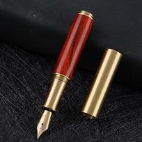 High-end Mini Pocket Wood Fountain Pen Sandalwood Business Signature Pen  Artist C brown