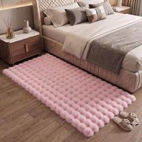 Fluffy Bubble Faux Fur Bedside Rug Non-Slip Thick Soft Floor Carpet For Bedroom Living Room Nursery 45*120cm rožinė