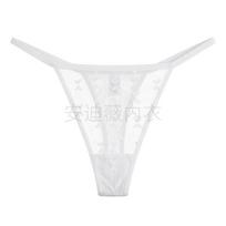 Sexy Low Waist Breathable Solid Lace Thong Panties For Women 3XL white