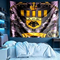 AEK Atėnų FC Spausdinta Sieninė Danga, Lengva Sienų Kabinama, Miegamajam, Studentų Bendrabučiui, Svetainei, Namų Meno Dekoras, Gimtadienio Kalėdų Dovana Draugams 100cmx150cm yellow