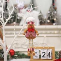 Christmas Decoration Telescopic Gingerbread Man Doll DIY Xmas Tree Decor Chef Hat Gingerbread Man Home Table Decor
