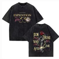 Game Clair Obscur Expédition 33 Vintage Washed T Shirts Men's Women Casual High Quality Cotton T-shirt Fans Streetwear M black