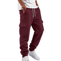 Men's Color Cargo Jogger Pants with 5 Pockets, Elastic Waistband, Tapered Cuffed Sweatpants M black