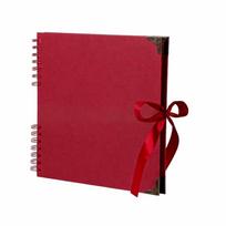 Self Adhesive Photo Album Notepad Lay-Flat Design Blank Pages Scrapbook Memory Book Kraft Paper Hardcover Album Journal Notebook raudona