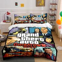 Grand Theft Auto Chinatown Wars Art Bedding Set (1 duvet cover, 2 pillowcases, duvet not included) sofas 135x200cm black