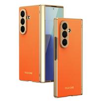 Odinis telefono dėklas su auksiniu kraštu ir plienine plėvele, skirtas Samsung Galaxy Z Fold 7 6 5 4 3 Fold6, su vyrio apsauga, smūgiams atsparus dangtelis Galaxy Z Fold7