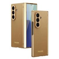 Odinis telefono dėklas su auksiniu kraštu ir plienine plėvele, skirtas Samsung Galaxy Z Fold 7 6 5 4 3 Fold6, su vyrio apsauga, smūgiams atsparus dangtelis Galaxy Z Fold6