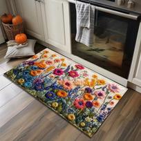VIKAMA Colorful Flower Carpet Doormat Waterproof Door Mat Bedroom Sofa Carpet Floor Mat Soft Bedside Rugs Home Decoration 43X120CM gray