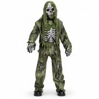 Skeleton Zombie Costume Halloween Horror Cosplay Mask Gloves Pants Party Fancy Dress Outfit Scary Monster Role Play Costume Set XL 152-164cm gray