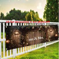 Mr & Mrs Wedding Backdrop Banner, Elegant Lettering Arch Sign, Durable Polyester Outdoor Indoor Party Fence Anniversary Name Display Decoration 45cm/17.72inch|x|200cm/78.74inch brown