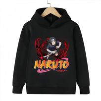 Naruto Uchiha Sasuke Kids Hoodie - Anime Cartoon Pullover M black
