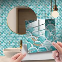 10PCS 15*15cm Tile Stickers PVC Waterproof 3D Wall Sticker Marble Grain Colorful Tile Wall Sticker brown