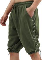 Men's Pirate Shorts Renaissance Medieval Vintage Lace-Up Viking Navigator Halloween Costume Pants L black