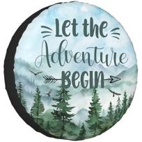 Let The Adventure Begin Camping Graphic Spare Tire Cover Weatherproof Polyester RV Camper Wheel Protector 14inch