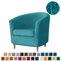 Velvet Bath Tub Armchair Covers Stretch Single Couch Cover Club Sofa Slipcover with Cushion Cover Bar Counter Accent Chair Cover