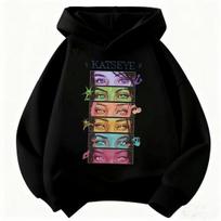 2026 Girls Fashion Hoodie: Katseye Girl Group Graphic Pullover Warm Casual Street-Style Hoodie for Boys and Girls Kids Clothing 160 white