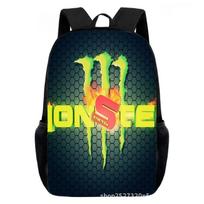 Monster Energy vaikiškas spausdintas mokyklos kuprinė 15 colių lengvas kvėpuojantis stuburo apsauga 15-inch schoolbag