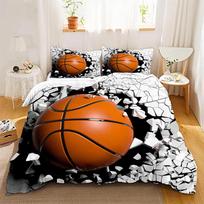 Basketball Duvet Cover for Kids Bedding Set with Zipper and Pillowcases 75*50, Soft Microfiber Single Bedding Set Duvet Cover 90×200cm