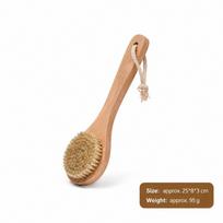 Boar Bristle Bath Body Brush Wooden Handle Body Scrub Brush Shower Scrubber Brush  Dry & Wet Skin 25*8cm