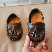 Kids Soft Sole Slip On Casual Bean Leather Shoes For Boys And Girls 35 brown